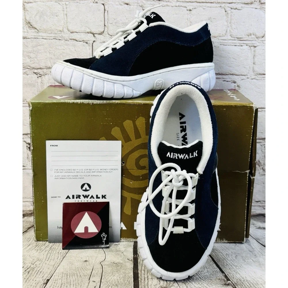 Vintage Airwalk GHURK Skate Shoes Black Navy Men's 4 Women's 5.5 W/ Box SS1934